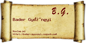 Bader Gyöngyi névjegykártya